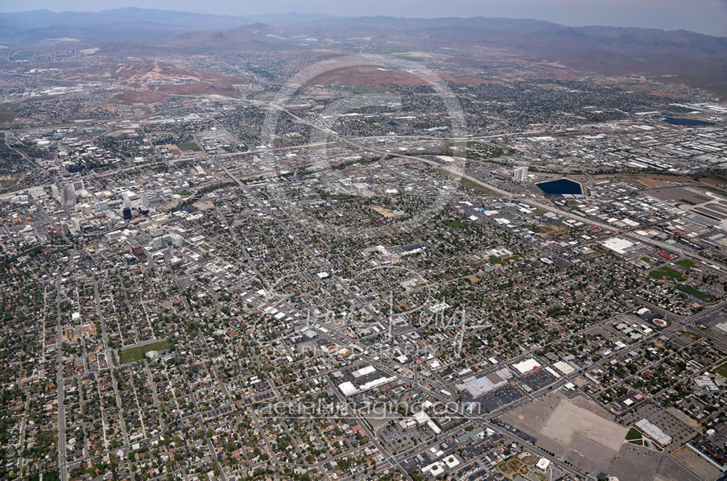 Wide Aerial Views of Downtown Reno 2017