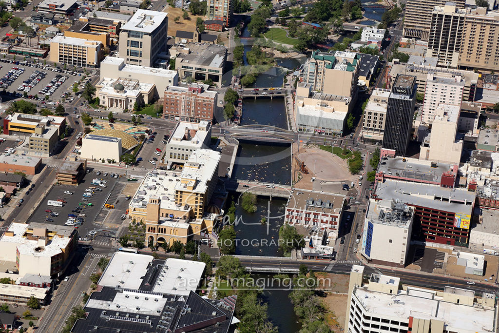 Amazing Aerial View of Downtown Reno Riverwalk 2017