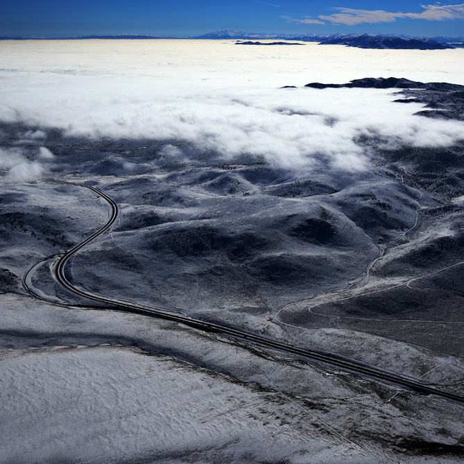 Amazing Winter Snow and Cloud Aerial Views in Nevada