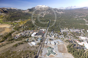 Aerial View of Mammoth Lakes Downtown Photo Drone and Mammoth Mountain