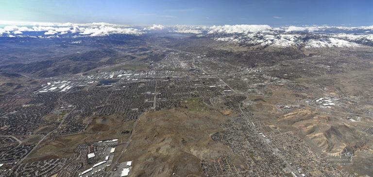 Aerial Panoramic View of Reno and Sparks Nevada