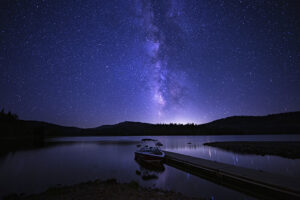 Milky Way Above a Boat and Lake