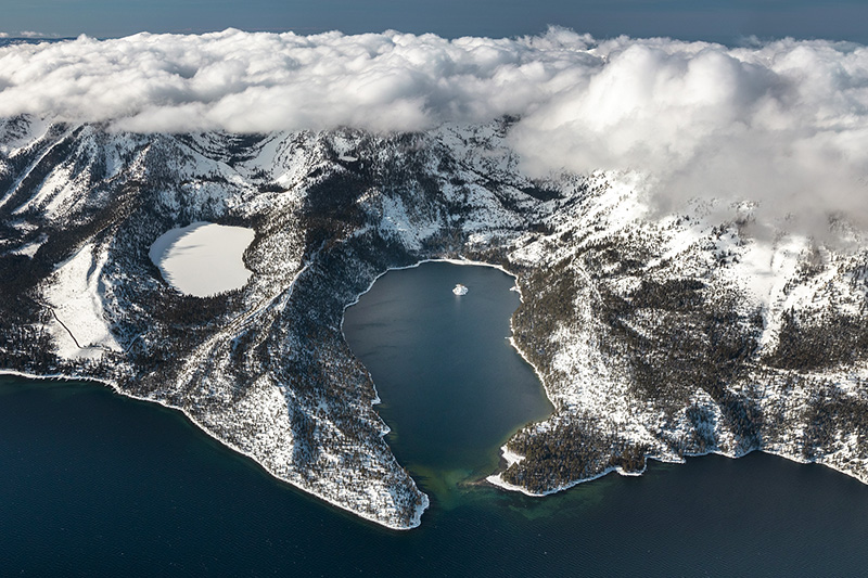 Emerald Bay aerial photography above Lake Tahoe