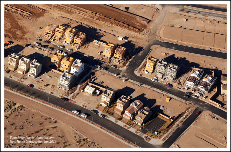 New home construction aerial view in Sparks, NV
