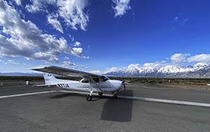 airplane with Sierra Mountains