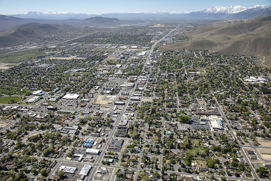 Main Street Aerial View Carson City, NV Looking South