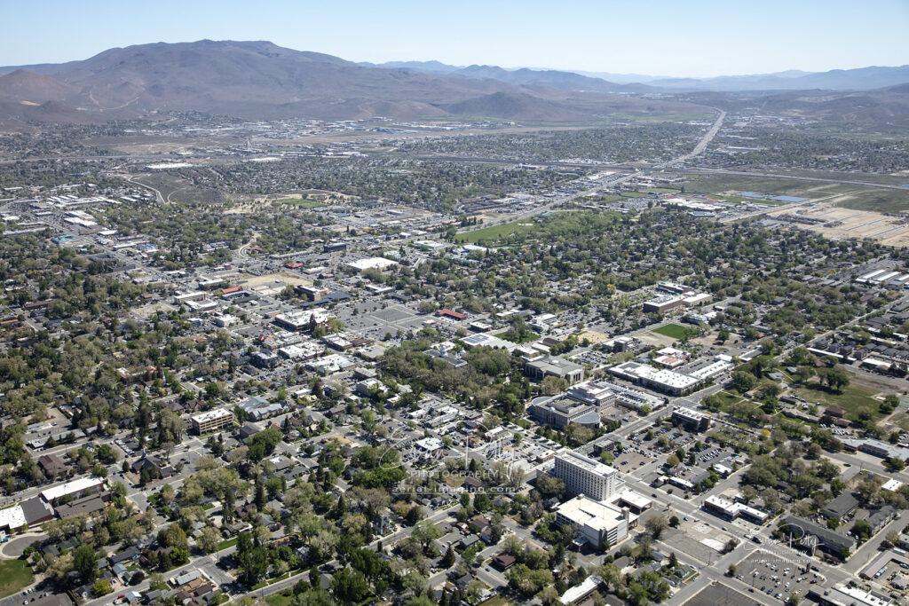 Carson City, NV Aerial Drone View Looking East Toward Hwy 50