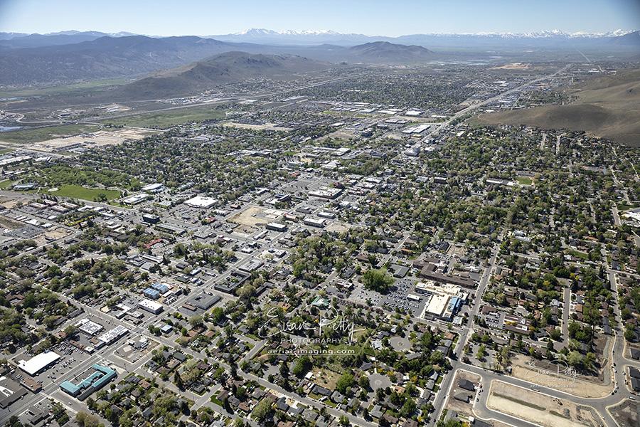 Aerial Photographer Drone & Airplane View of Downtown Carson City, NV