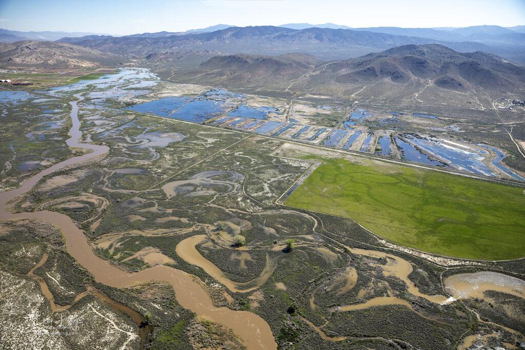 New flooding aerial views of Carson River in Carson City, NV