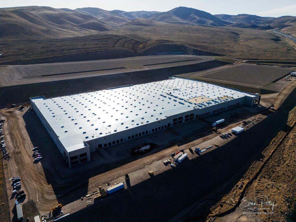 Warehouse roof view using drone