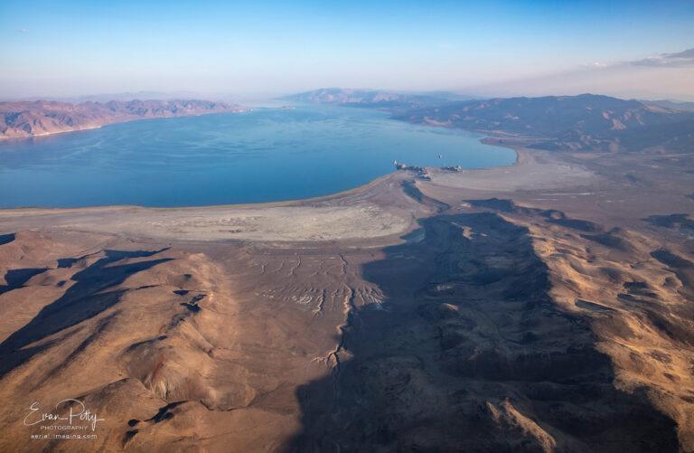 Pyramid Lake North aerial view with The Pinnacles