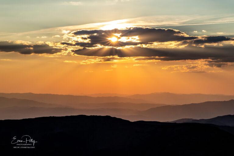 Sunset mountain ranges around Pyramid Lake