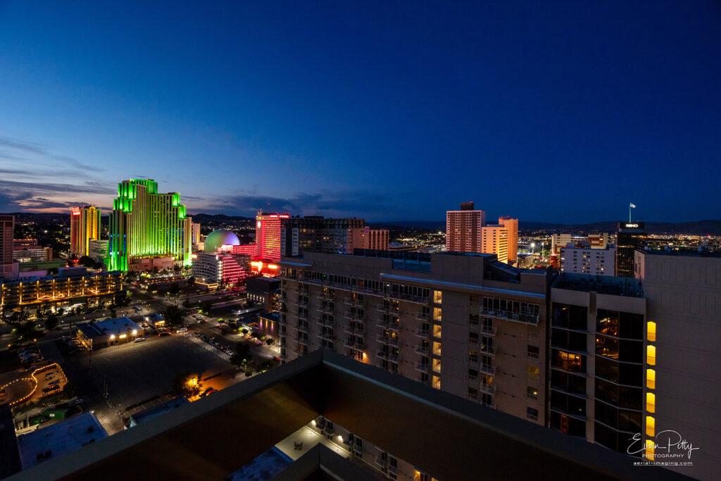 Night views from outside of Arlington Towers