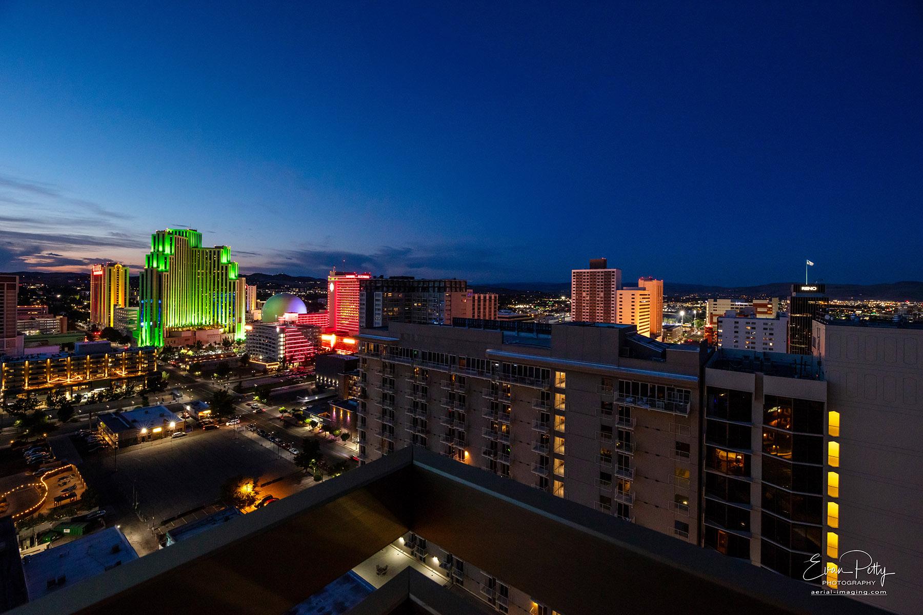 Night views from outside of Arlington Towers