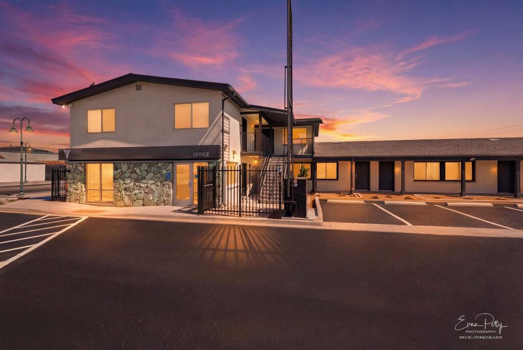 Front exterior area at twilight