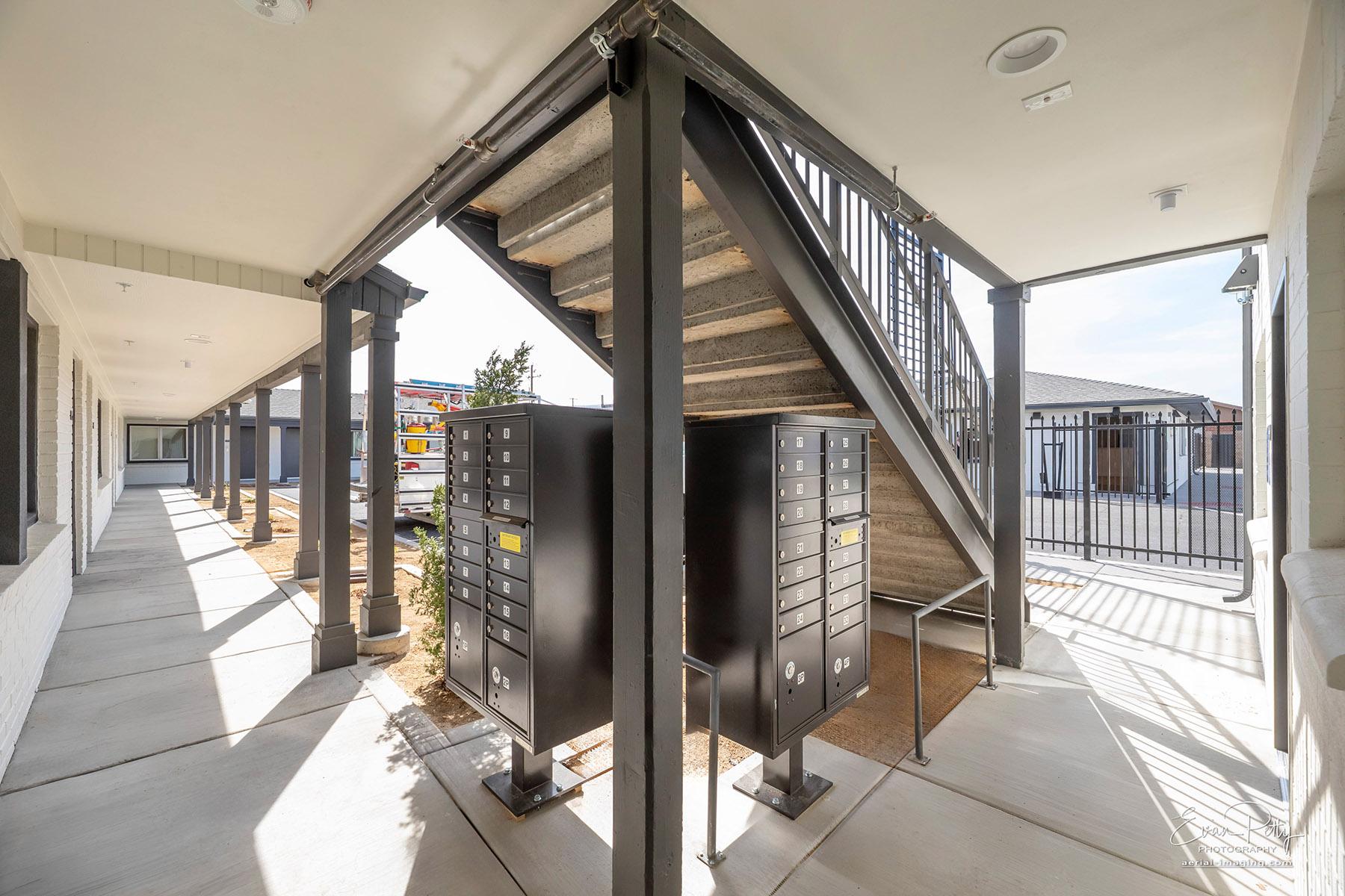 Mailboxes on the exterior