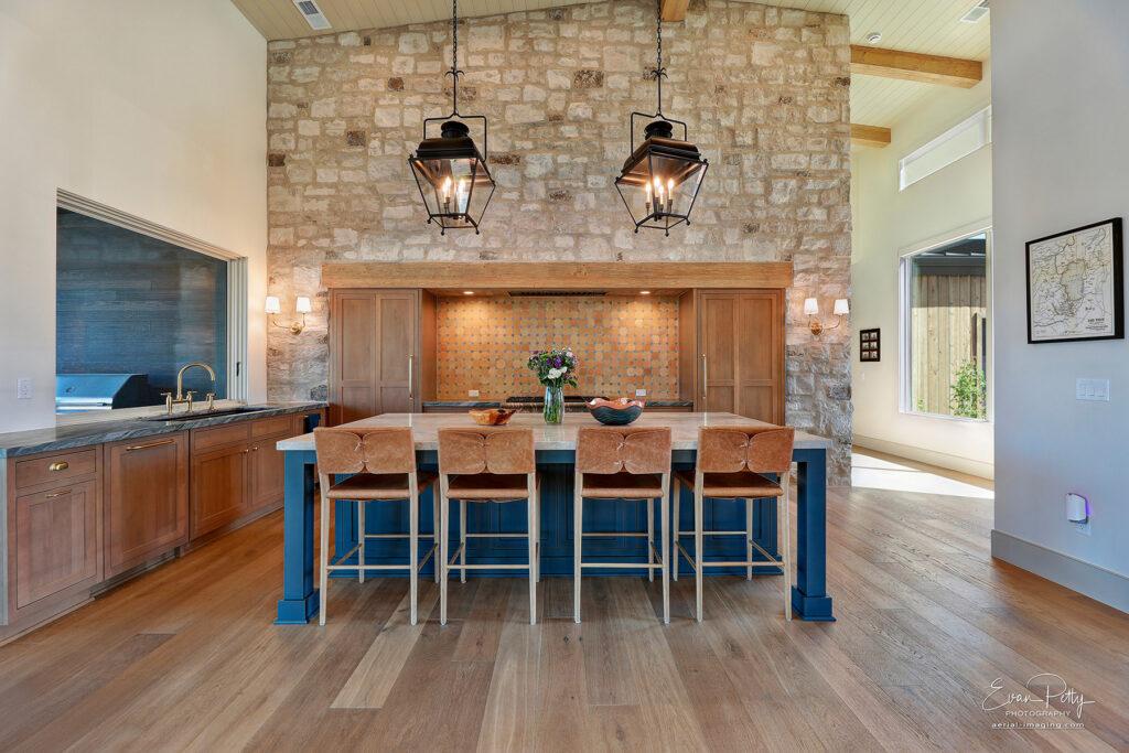 Kitchen Island in the kitchen area with seating sink area.