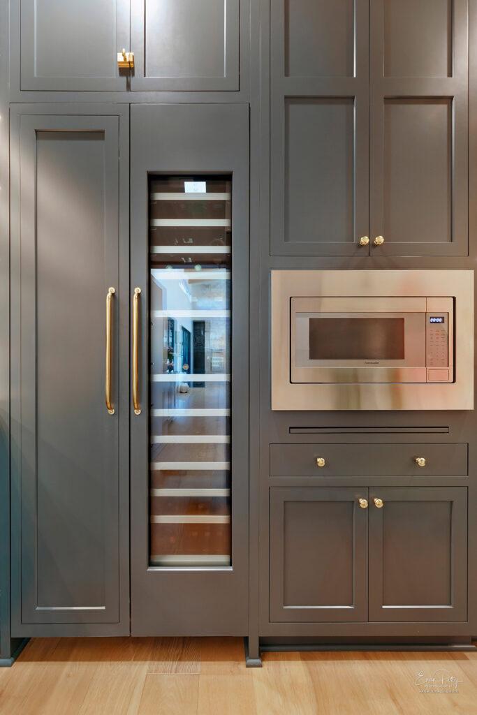 Pantry cabinet with built-in microwave.