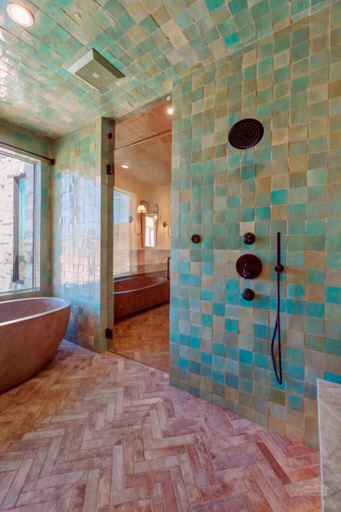 Full steam shower with incredible view of outside.
