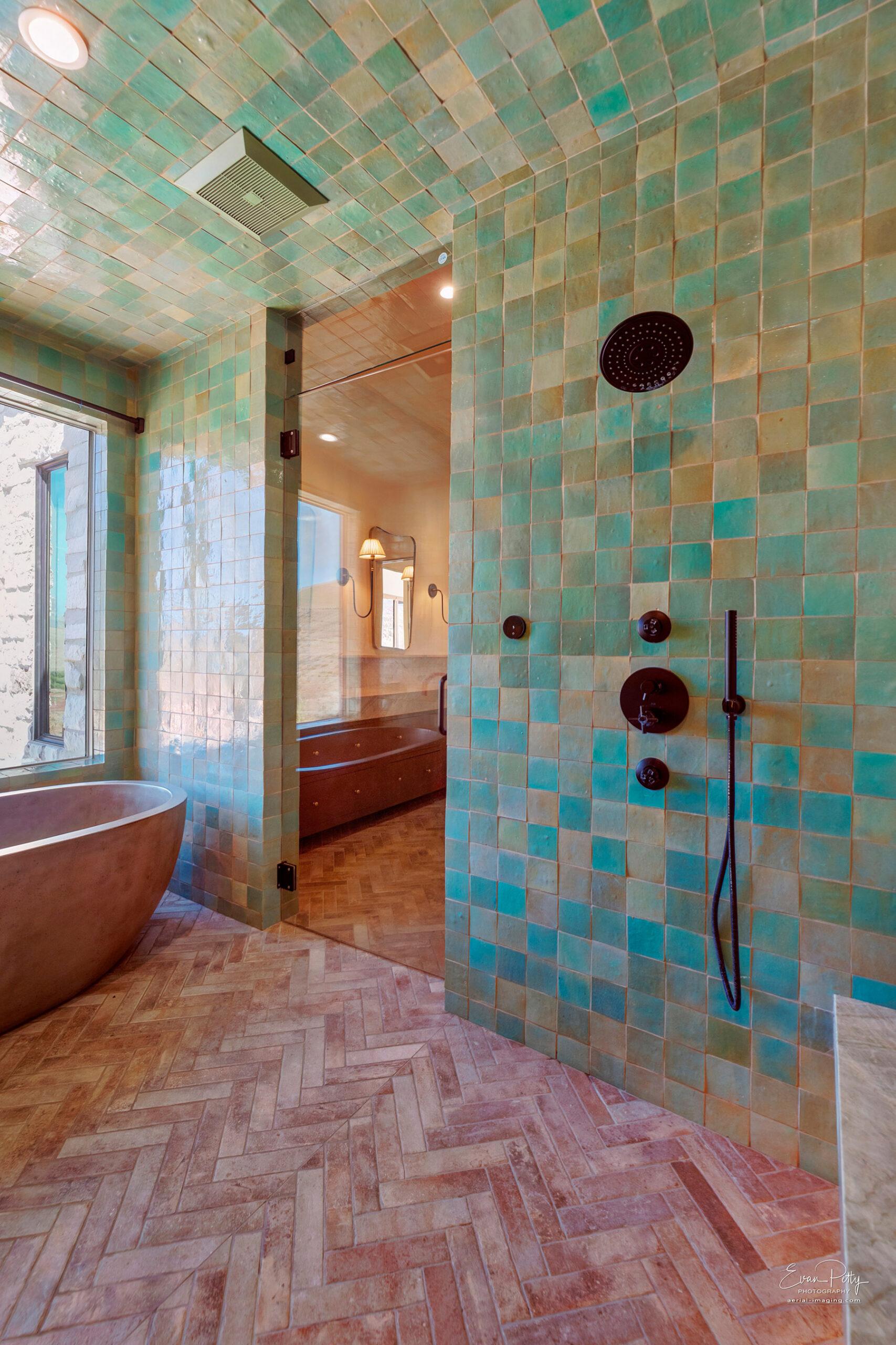 Full steam shower with incredible view of outside.