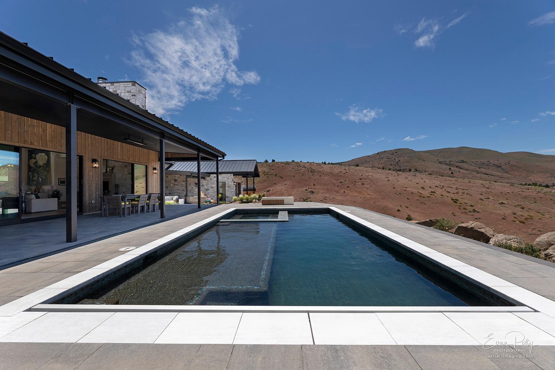 Looking down the length of the pool in the late morning.