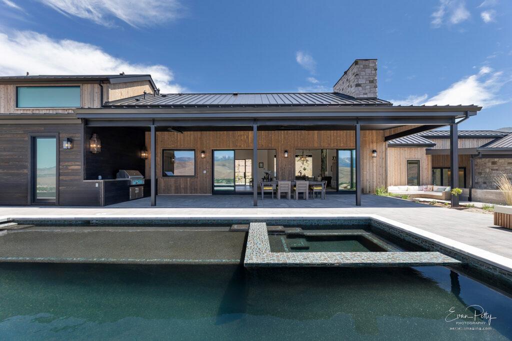 The pool and house views in the late morning.