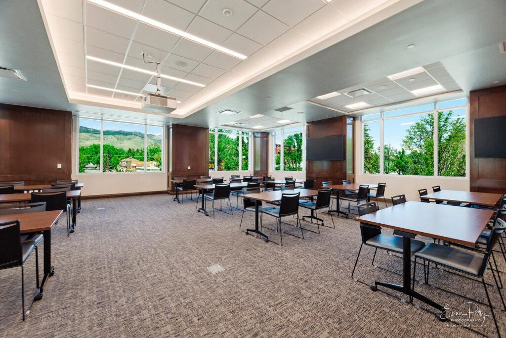 Interior architecture of the Nevada State Legislature office desks