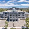 Drone side view of Nevada State Legislature Building