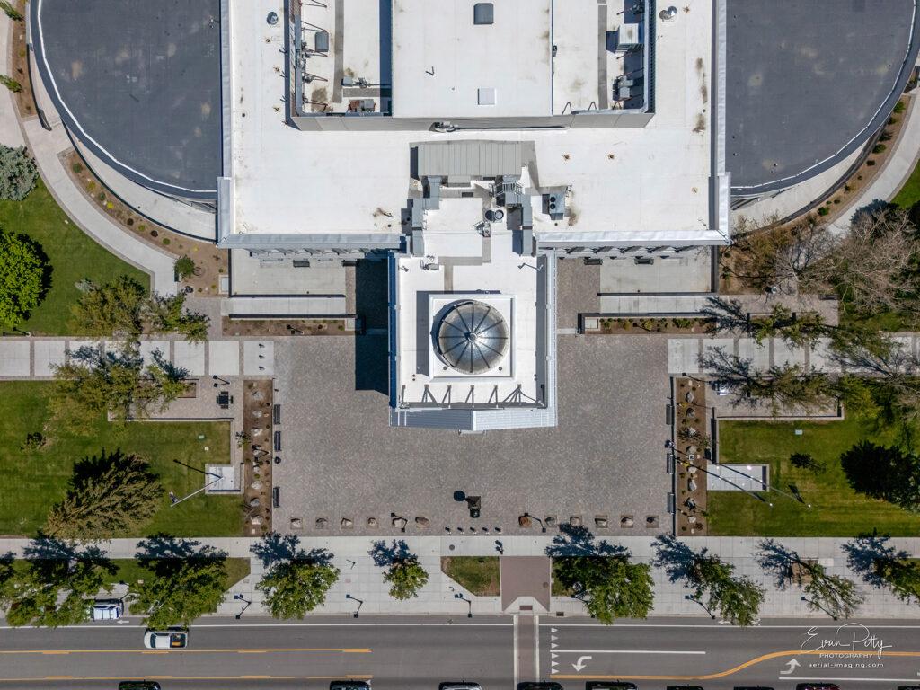 Professional drone view of Nevada State Legislature