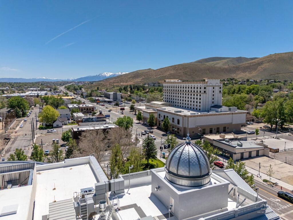 Drone view above Nevada State Legislature building in Carson City, NV