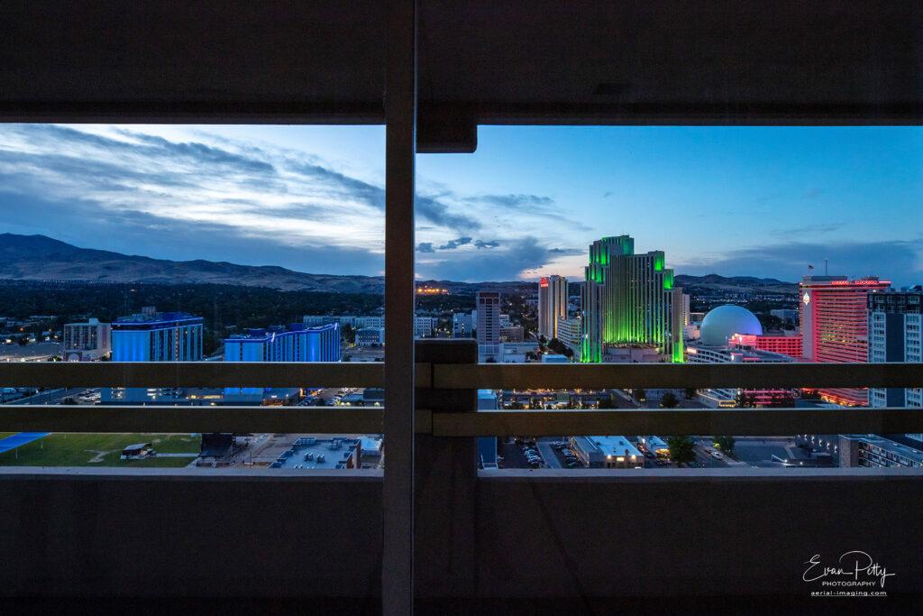 Night view from balcony at Arlington Towers