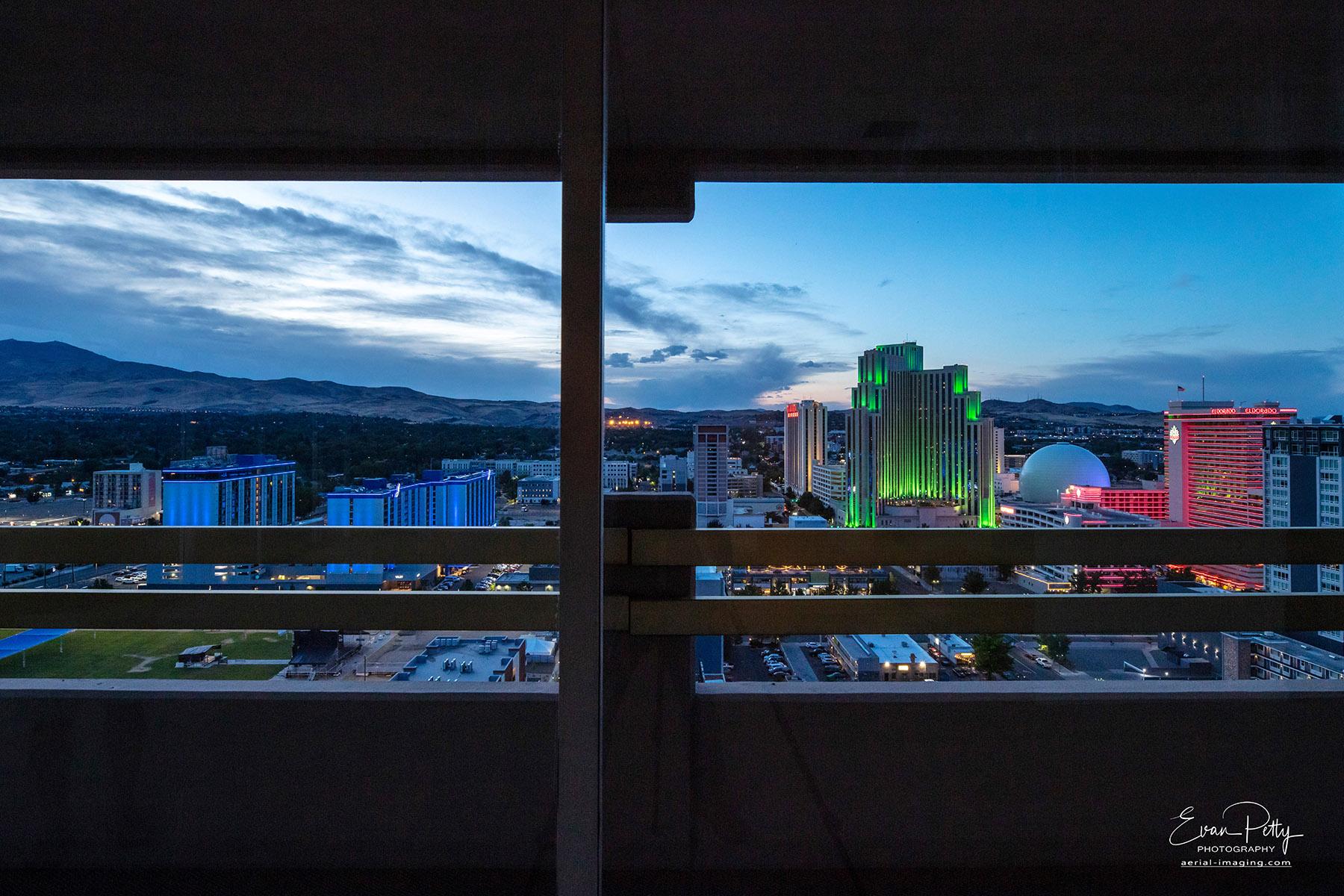 Night view from balcony at Arlington Towers