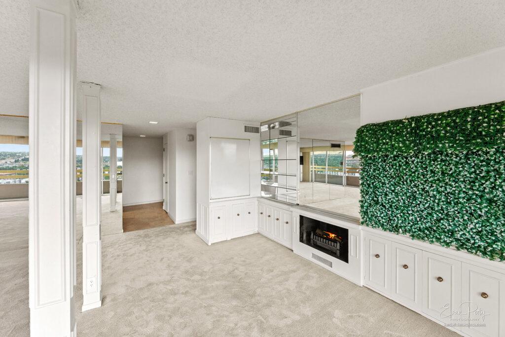 Fireplace area at Arlington Towers