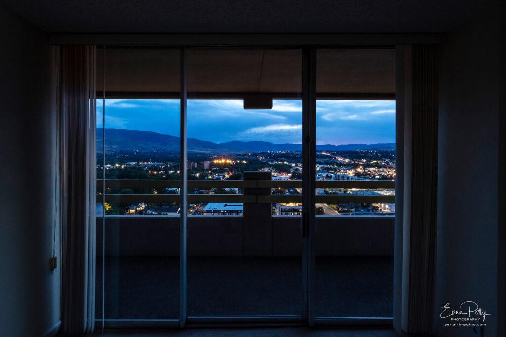 Window view from living room Arlington Towers