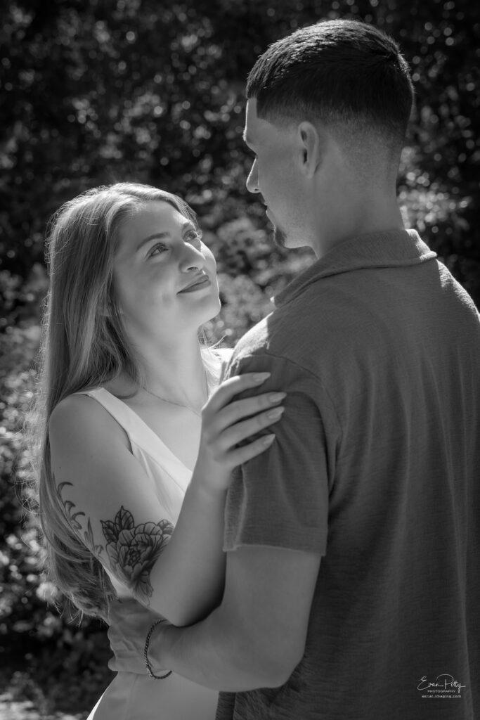Couple enjoying engagement photo session in Reno