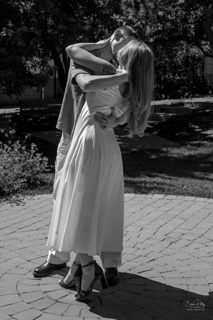 Couple enjoying engagement photo session in Reno